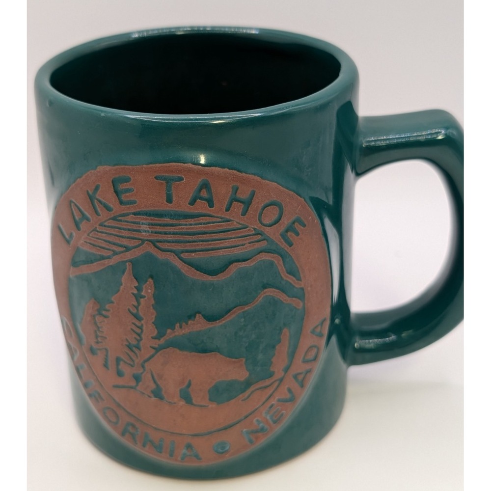 Lake Tahoe Bear and Trees 3 D Souvenir Coffee Tea Mug Cup 14 oz